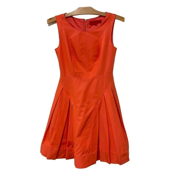 Sinclaire 10 | Dress Coral Pleated Skirt Sleeveless Round Neck Fit Flare- Size 2 - Picture 1 of 7